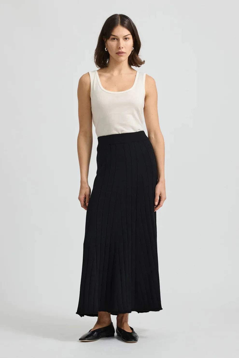Fine Rib Skirt: Black