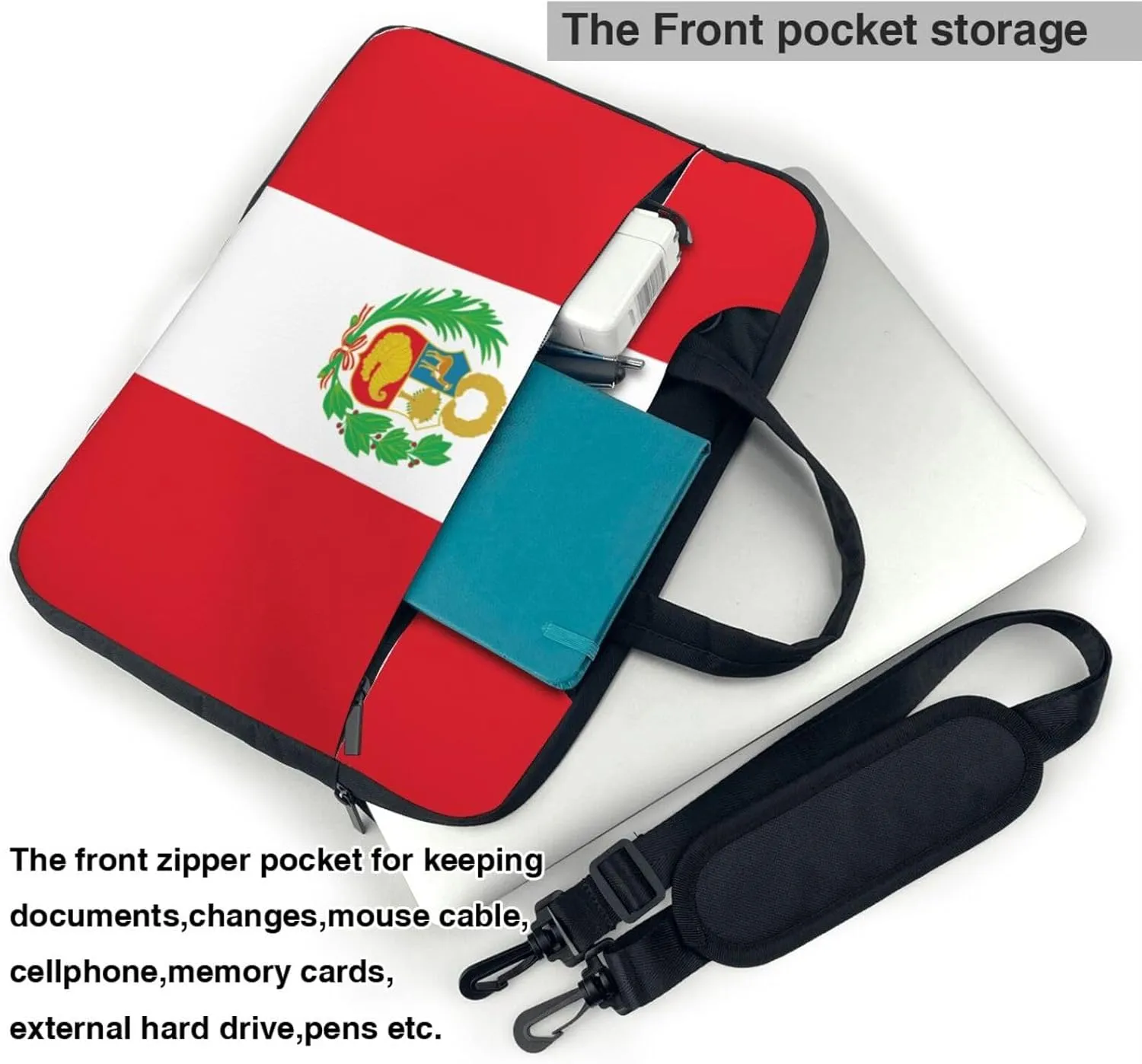 Flag of Peru Print Practical Laptop Case Laptop Bag - Stylish Messenger Bag & Laptop Shoulder Bag