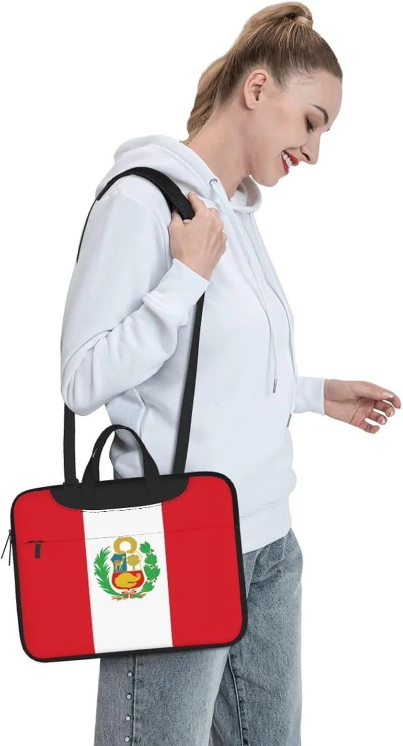 Flag of Peru Print Practical Laptop Case Laptop Bag - Stylish Messenger Bag & Laptop Shoulder Bag