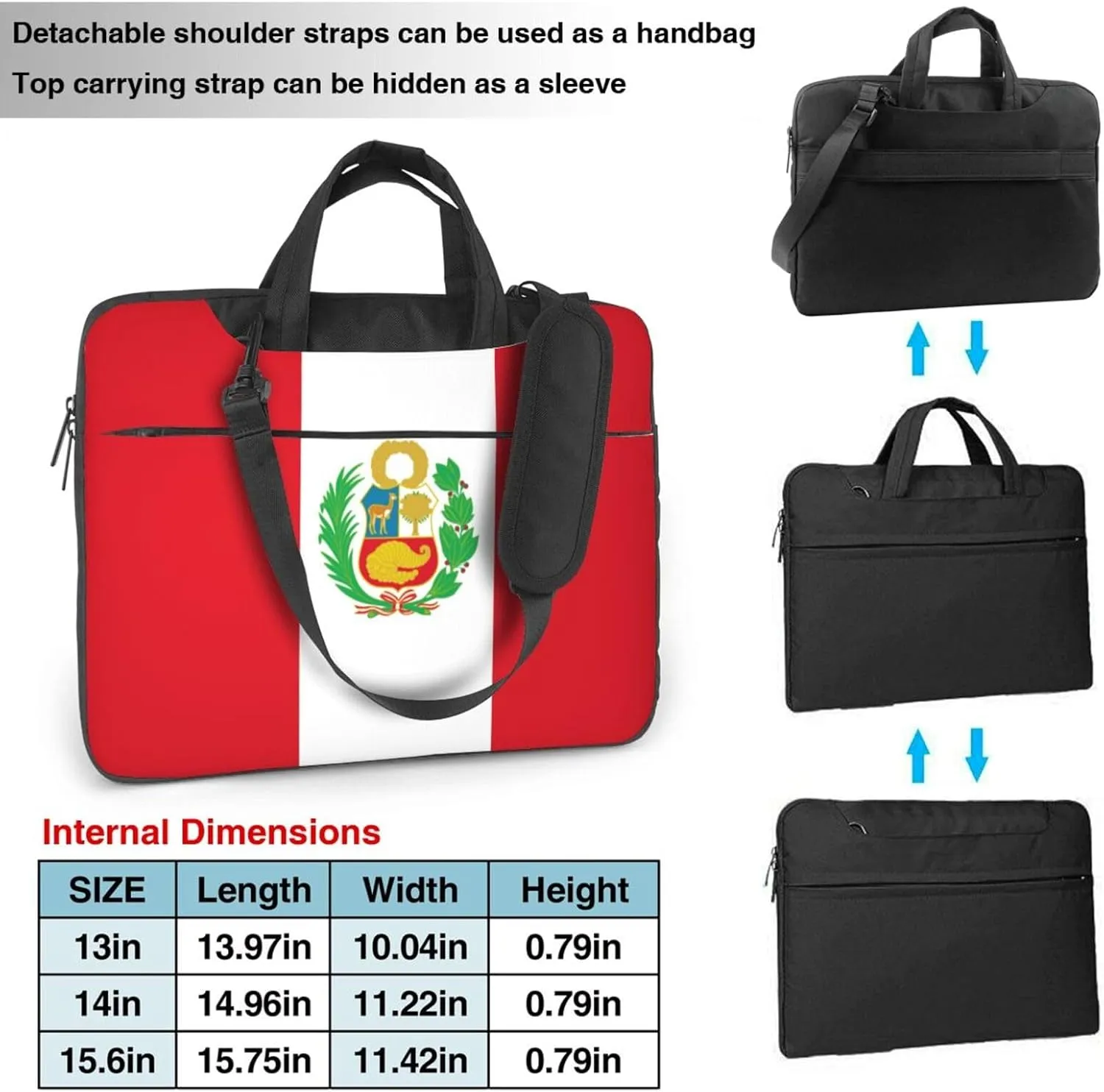 Flag of Peru Print Practical Laptop Case Laptop Bag - Stylish Messenger Bag & Laptop Shoulder Bag
