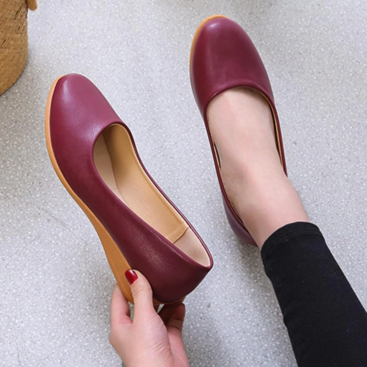 Fleece Lined Plaid Jacket Women Women Wedge Heel Mouth And Medium Single Shoes Fashion Round Dressy Low Heel Sandals