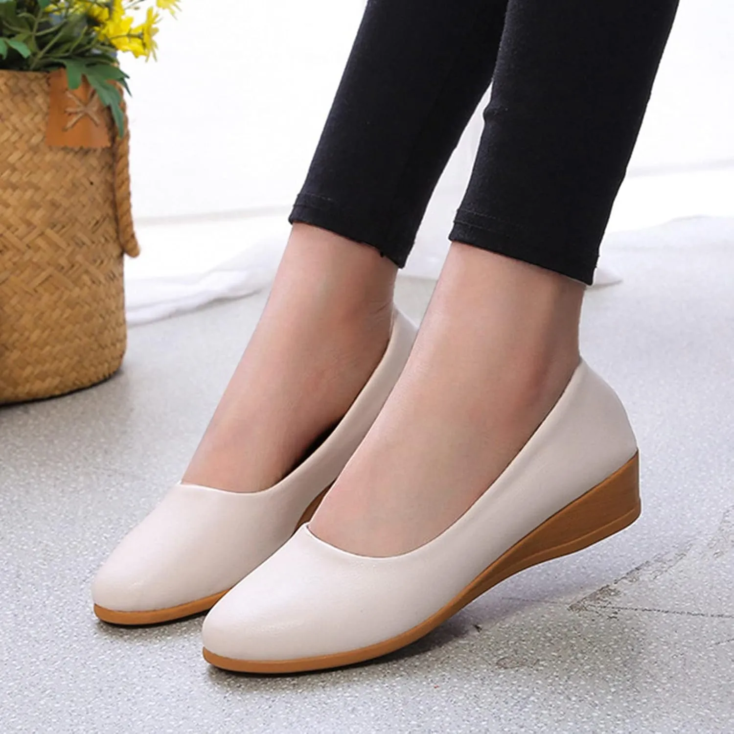 Fleece Lined Plaid Jacket Women Women Wedge Heel Mouth And Medium Single Shoes Fashion Round Dressy Low Heel Sandals