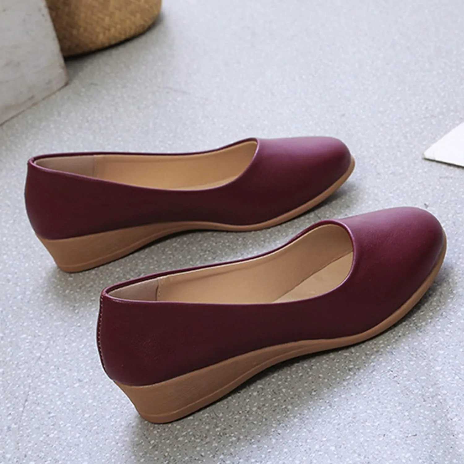 Fleece Lined Plaid Jacket Women Women Wedge Heel Mouth And Medium Single Shoes Fashion Round Dressy Low Heel Sandals