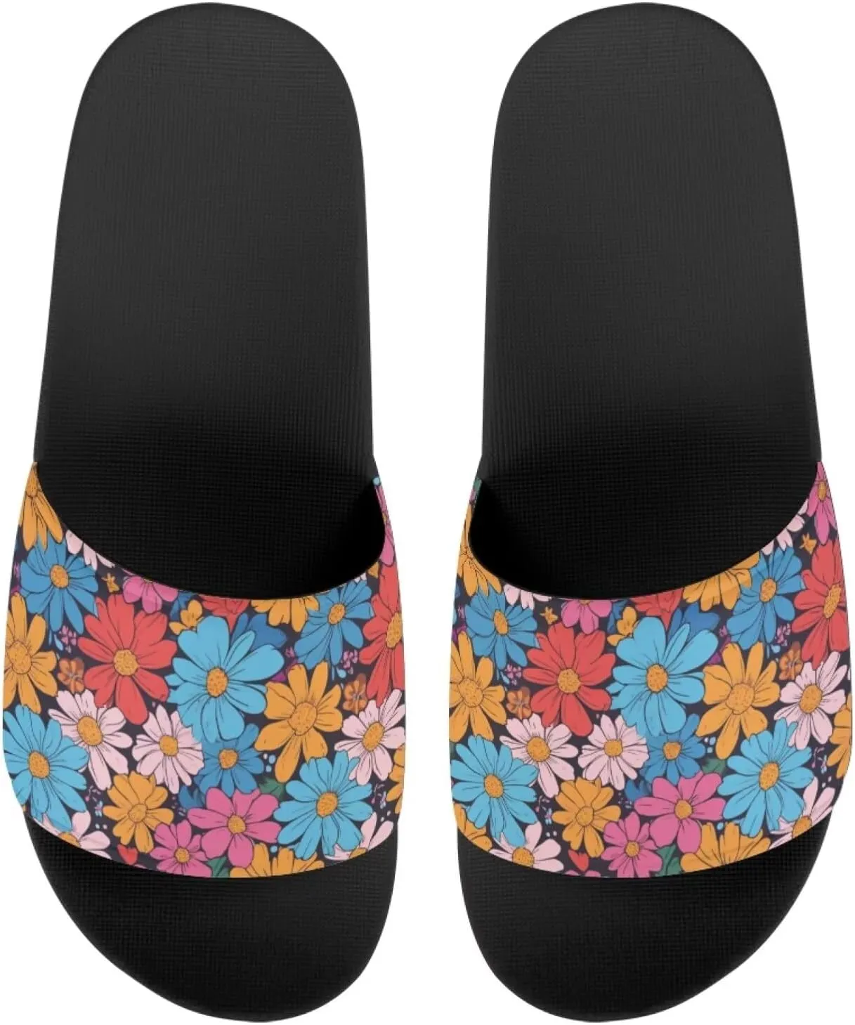 Flower Print Sandals for Women Slide Sandals Casual Lightweight Non Slip Summer Slippers