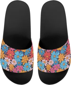 Flower Print Sandals for Women Slide Sandals Casual Lightweight Non Slip Summer Slippers
