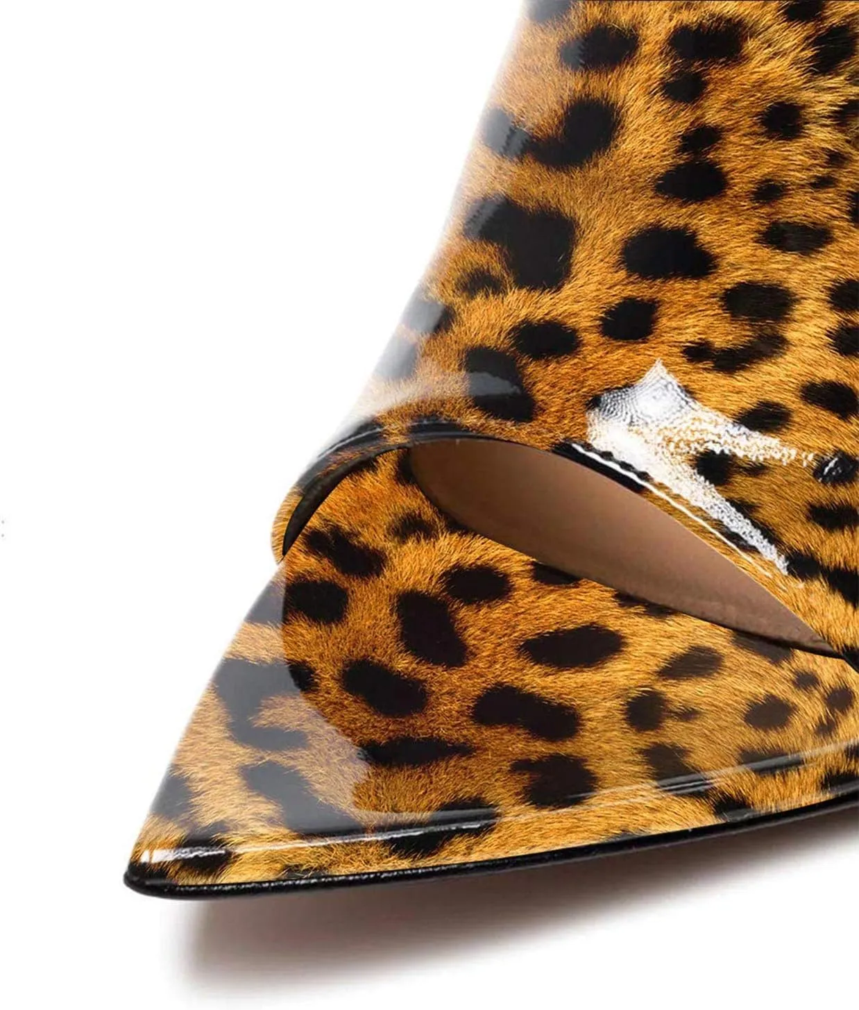 FOWT Chic Leather Pointed Toe Classic Mules Slide Womens Sandals Stylish Thin High 4 IN Heels Elegant Street Dress Office Business Gold Pumps Summer Shoes, US Size 4-16 M