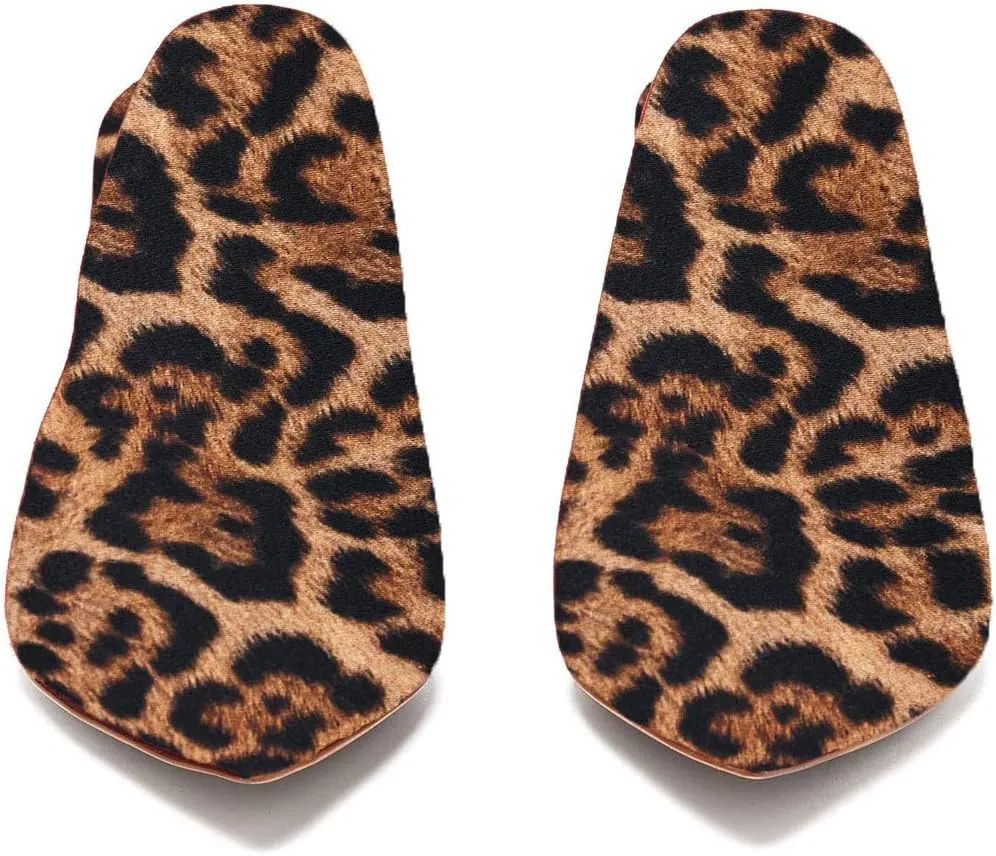 FOWT Fashion Leopard Print Side V Cut Backless Mules for Women Closed Pointed Toe High Stiletto Heel Pumps Chic Slip on One-Piece Shoes for Outdoor Party Dress 4-16 US Size