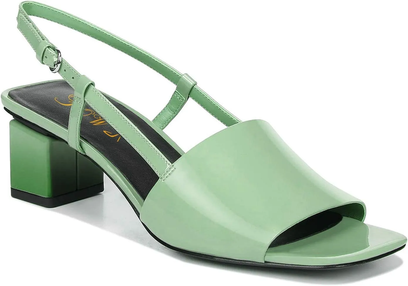 FOWT Women Gradient Color Mules Slingback Open Square Toe Mules Backless Cube Heels Ankle Buckles Strap Pumps Mid Chunky Heels Patent Leather Shoes s Fall Party Daily Shoes Size 4-16 US