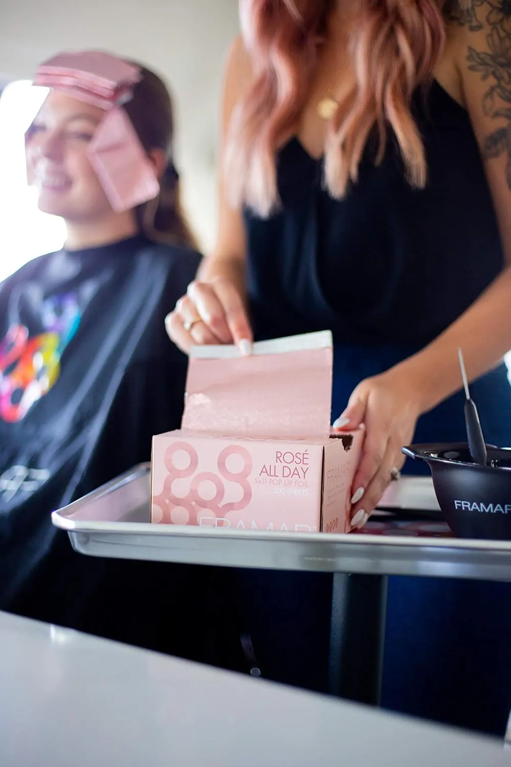 Framar Rosé Hair Foils For Highlighting - Pop Up Hair Foil, Highlight Foils For Hair, Aluminum Foil Sheets, Salon Foils For Hair Stylist, Hair Dye Supplies, Non Slip 500 Pop Up Foil Sheets