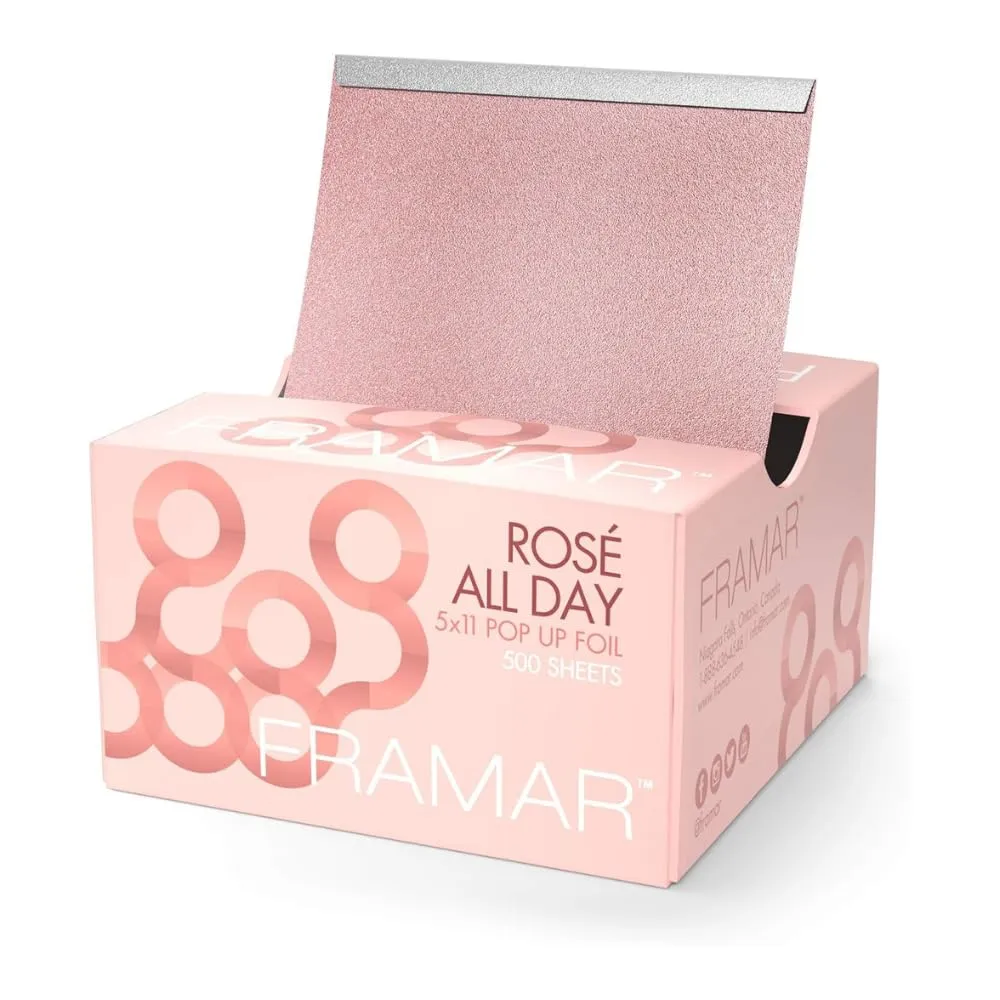 Framar Rosé Hair Foils For Highlighting - Pop Up Hair Foil, Highlight Foils For Hair, Aluminum Foil Sheets, Salon Foils For Hair Stylist, Hair Dye Supplies, Non Slip 500 Pop Up Foil Sheets