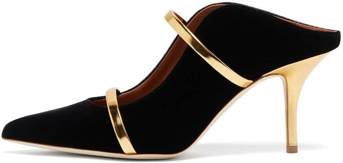 FSJ Women Fashion Pointy Toe Mules Sandals High Heels Pumps Double Straps Slide Sandals Casual Summer Outfit Shoes Size 4-15 M US