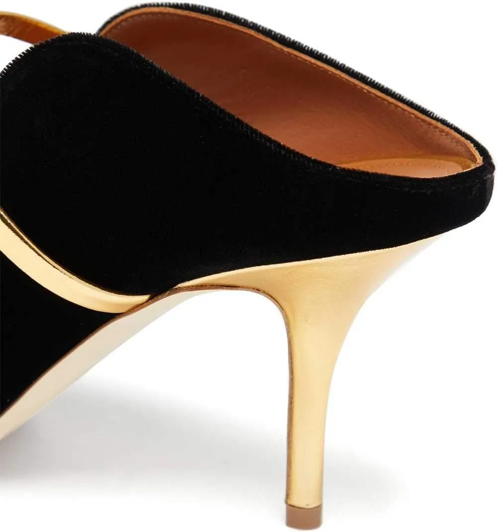 FSJ Women Fashion Pointy Toe Mules Sandals High Heels Pumps Double Straps Slide Sandals Casual Summer Outfit Shoes Size 4-15 M US