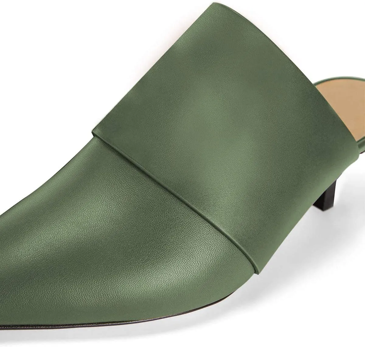 FSJ Women Vintage Slip on Pumps Mules Slide Slipper Pointed Closed Toe Kitten Low Heel Sandals Ladies Girls Evening Party Classic Dress Shoes Size 4-15 US