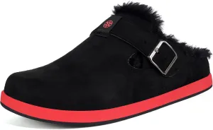 Fur Lined Clogs for Women Men | Suede Winter Slippers with Arch Support | Slip on Mules Potato Shoes with Removable Cushion Footbed | Warm Home House Shoes
