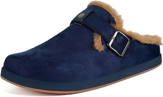Fur Lined Clogs for Women Men | Suede Winter Slippers with Arch Support | Slip on Mules Potato Shoes with Removable Cushion Footbed | Warm Home House Shoes