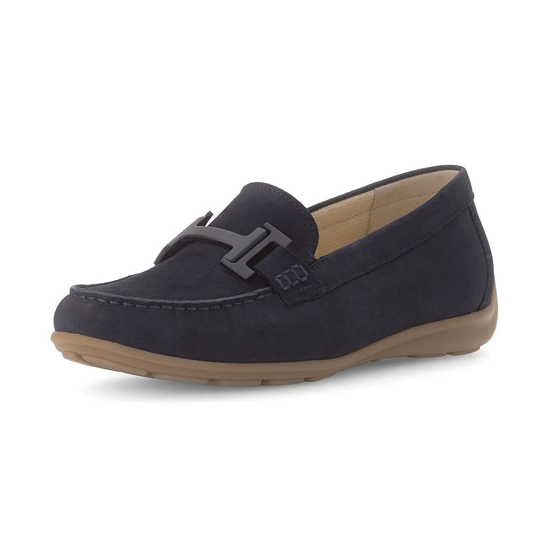 GABOR Blå nubuck loafer, med spænde