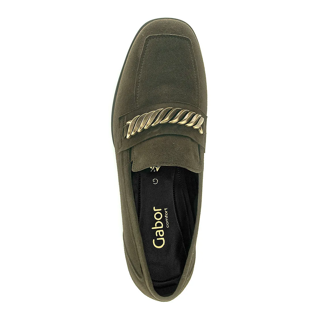 GABOR Oliven grøn ruskin d loafer m. bidsel