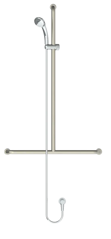 GalvinAssist® CP Hand Shower with Inverted Centre T 700x1100 Stainless Steel Hygienic Grab Rail