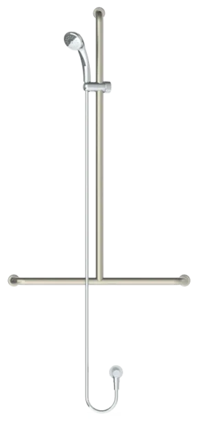 GalvinAssist® CP Hand Shower with Inverted Centre T 700x1100 Stainless Steel Hygienic Grab Rail
