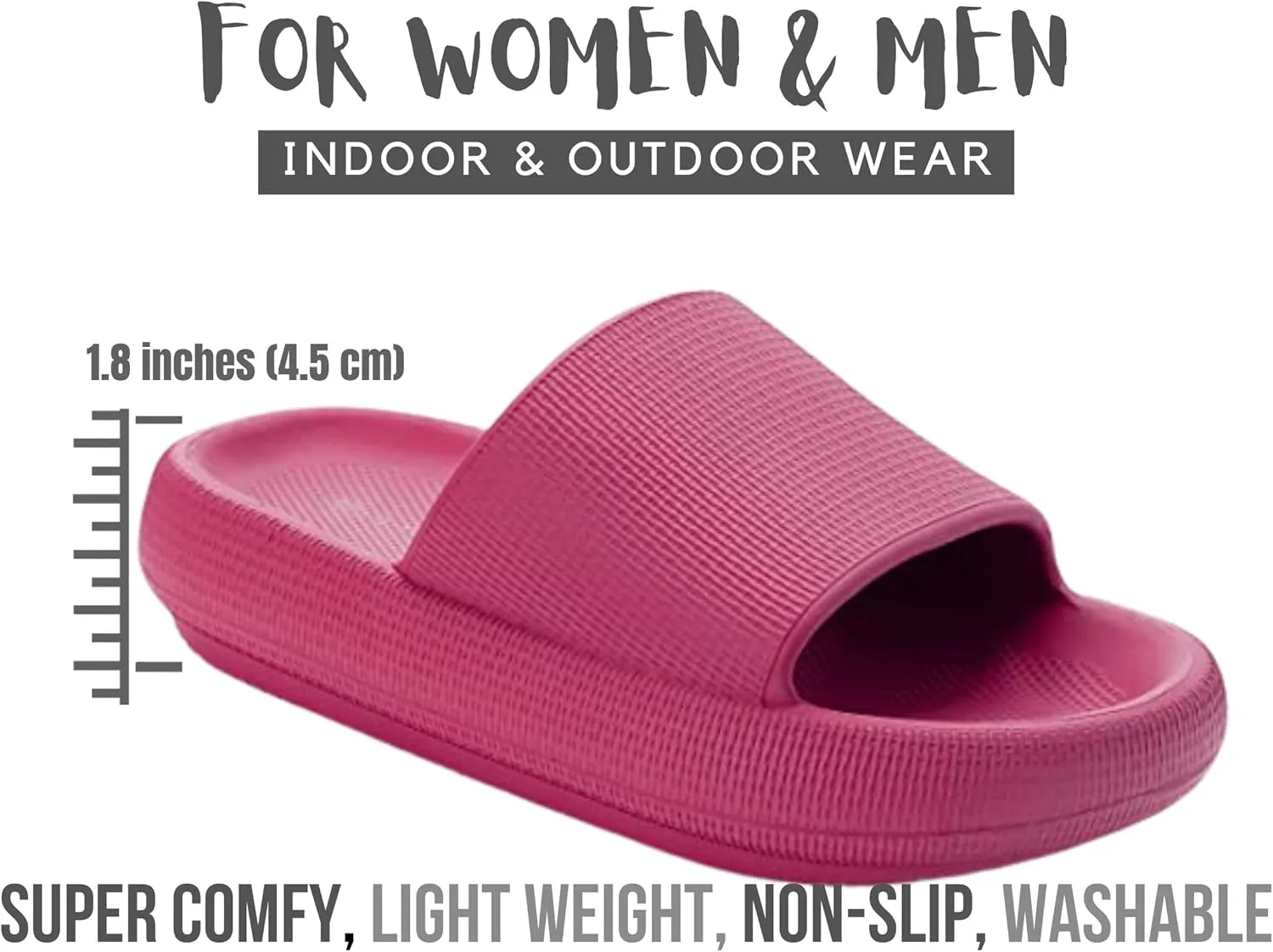 Genuine Pillow Slippers for Women and Men | House Slides Shower Sandals | Extremely Comfy | Cushioned Thick Sole | Cloud Slides | Lightweight Non-Slip Easy to Clean