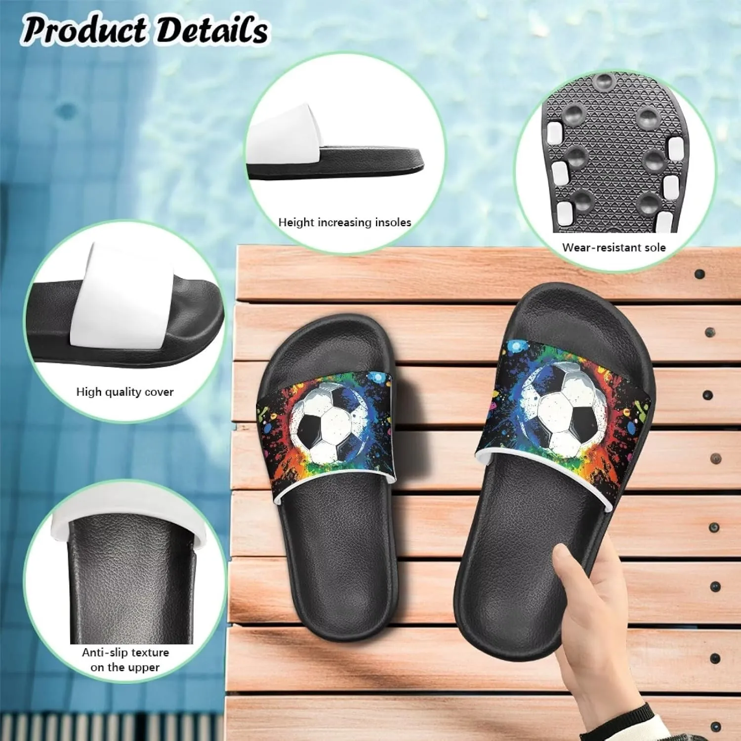 Girls Boys Slide Sandals Kids Summer Comfortable Slippers Slip On for Outdoor Beach Pool Shower Fit Little Big Kids