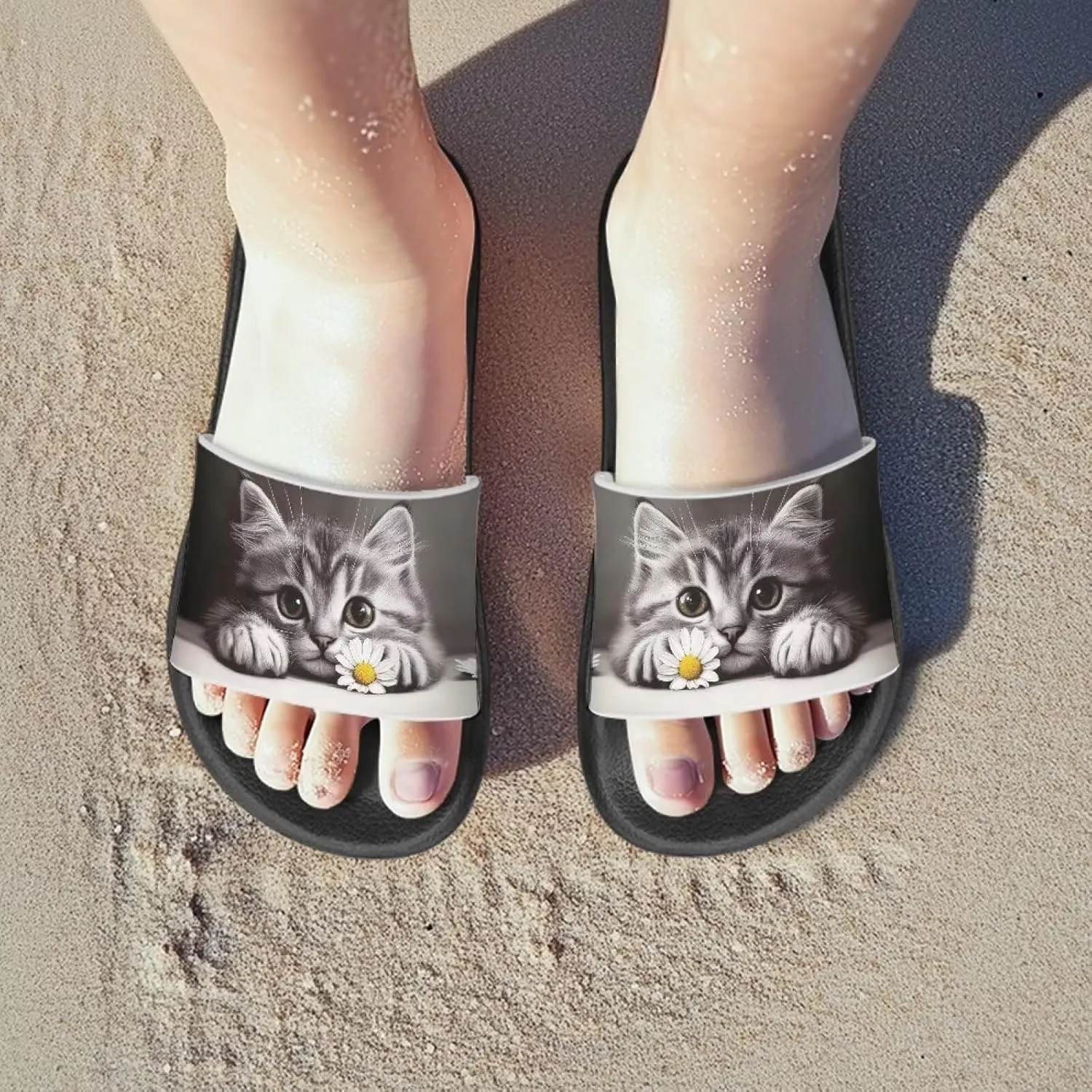 Girls Slide Sandals Lightweight Kids Summer Slippers with EVA Sole