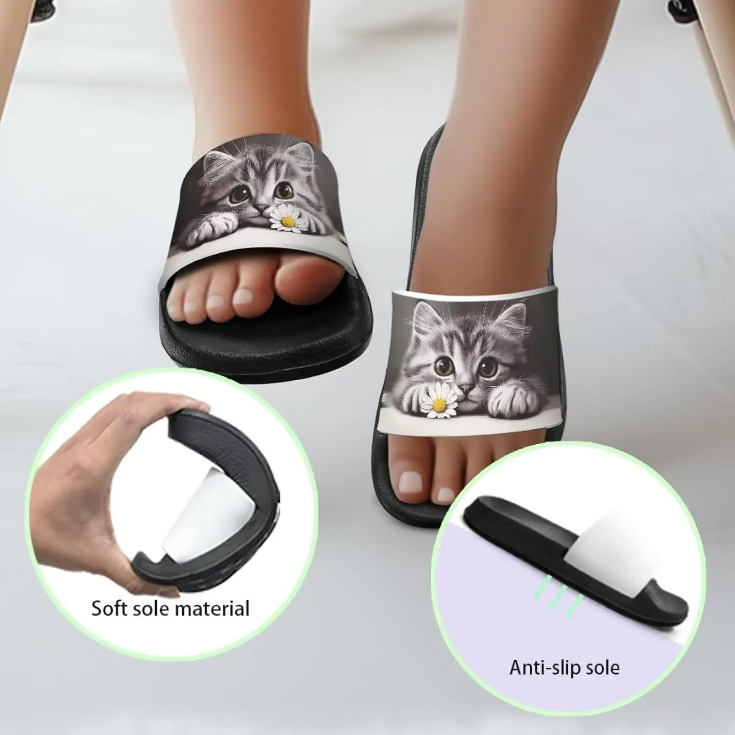 Girls Slide Sandals Lightweight Kids Summer Slippers with EVA Sole