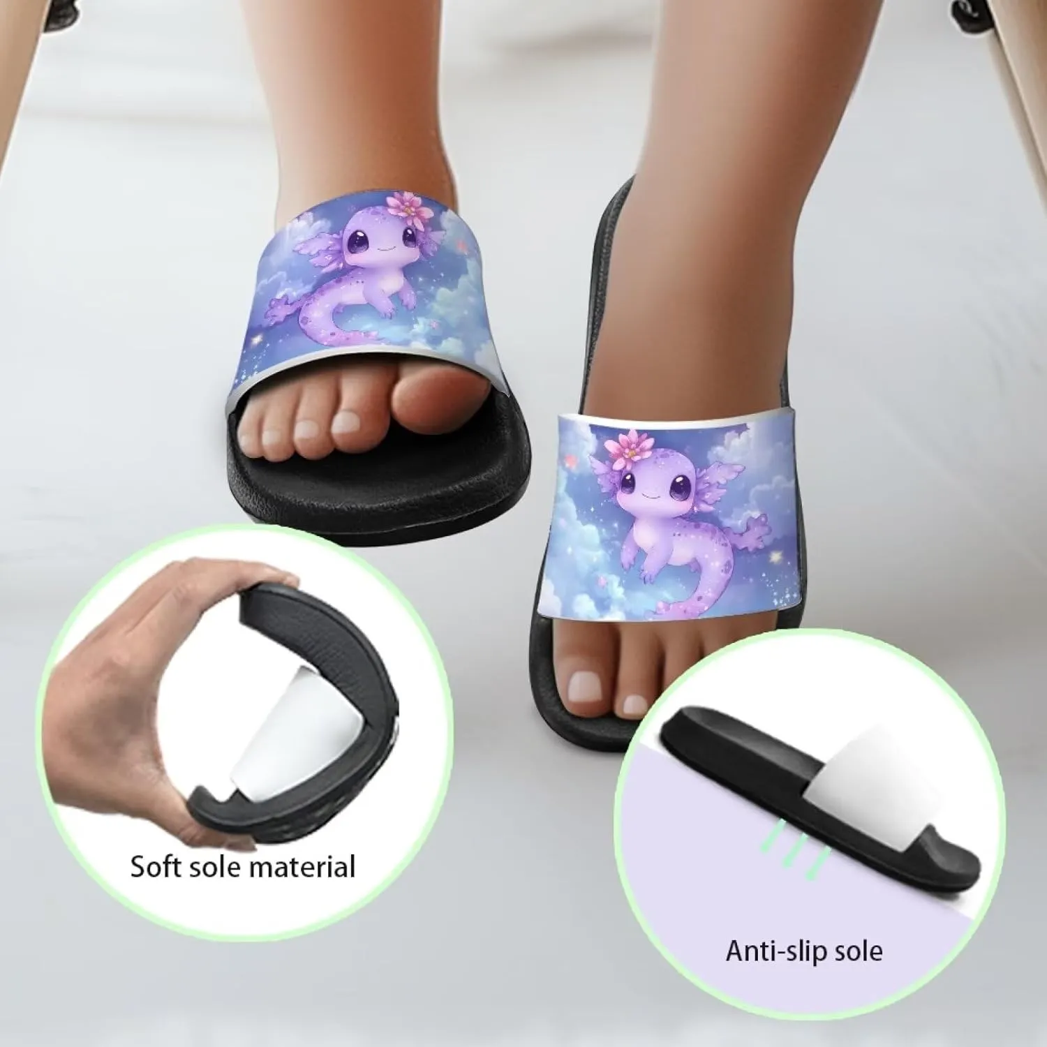 Girls Slide Sandals Lightweight Kids Summer Slippers with EVA Sole