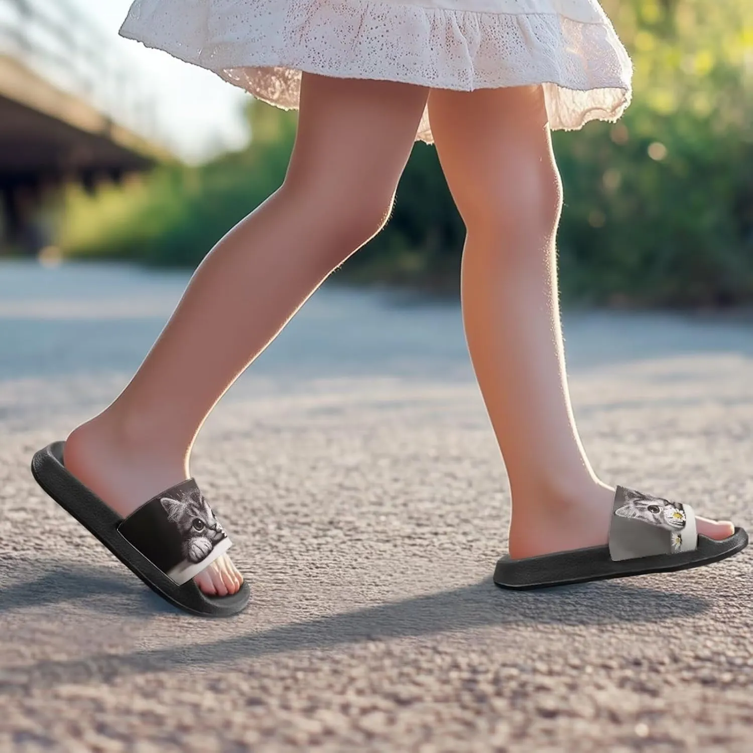 Girls Slide Sandals Lightweight Kids Summer Slippers with EVA Sole