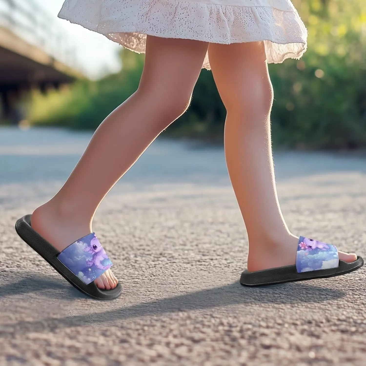 Girls Slide Sandals Lightweight Kids Summer Slippers with EVA Sole