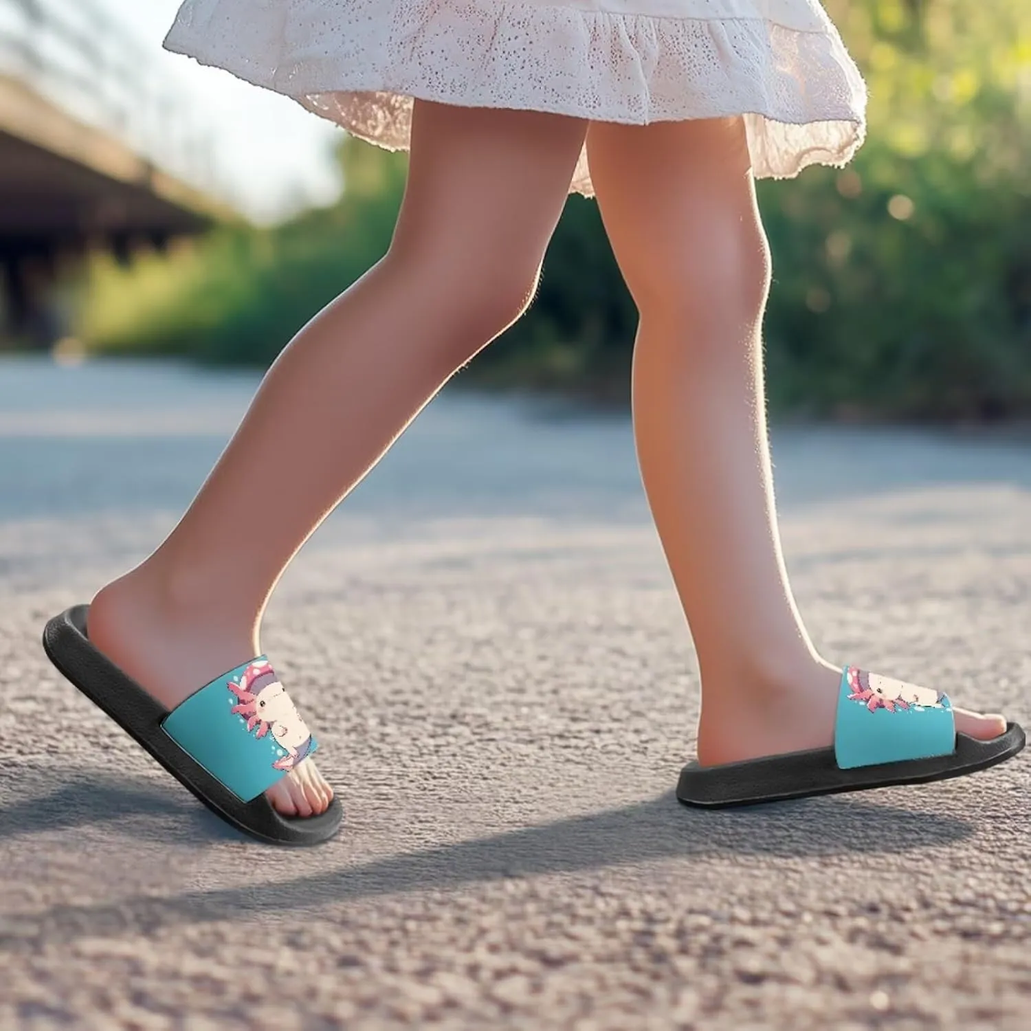 Girls Slide Sandals Summer Shoes for Kids Open Toe Beach Slides Lightweight Non Slip Shower Slippers