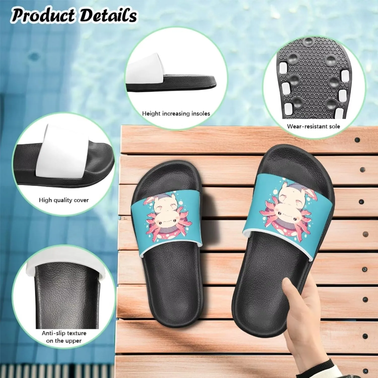 Girls Slide Sandals Summer Shoes for Kids Open Toe Beach Slides Lightweight Non Slip Shower Slippers