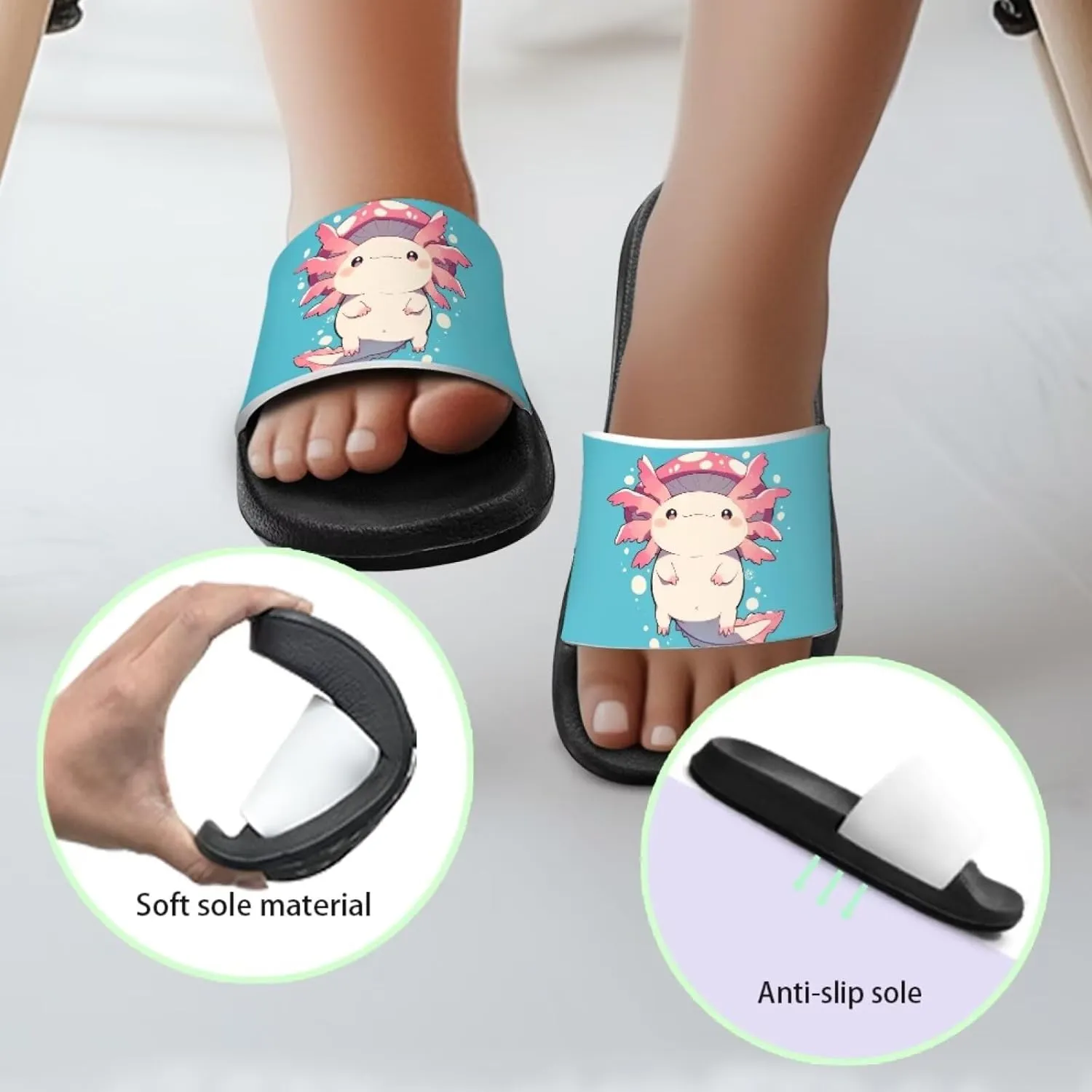 Girls Slide Sandals Summer Shoes for Kids Open Toe Beach Slides Lightweight Non Slip Shower Slippers