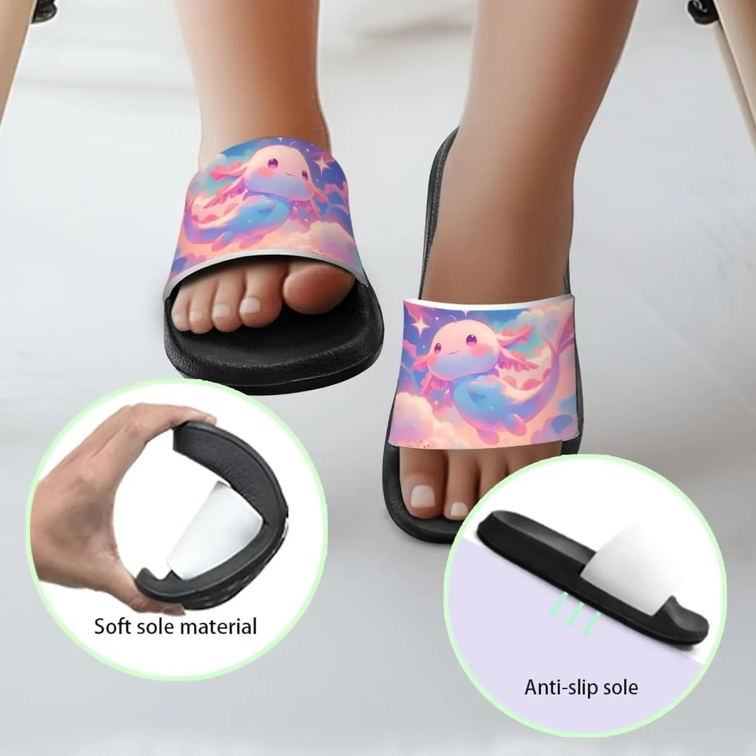 Girls Slide Sandals Summer Shoes for Kids Open Toe Beach Slides Lightweight Non Slip Shower Slippers