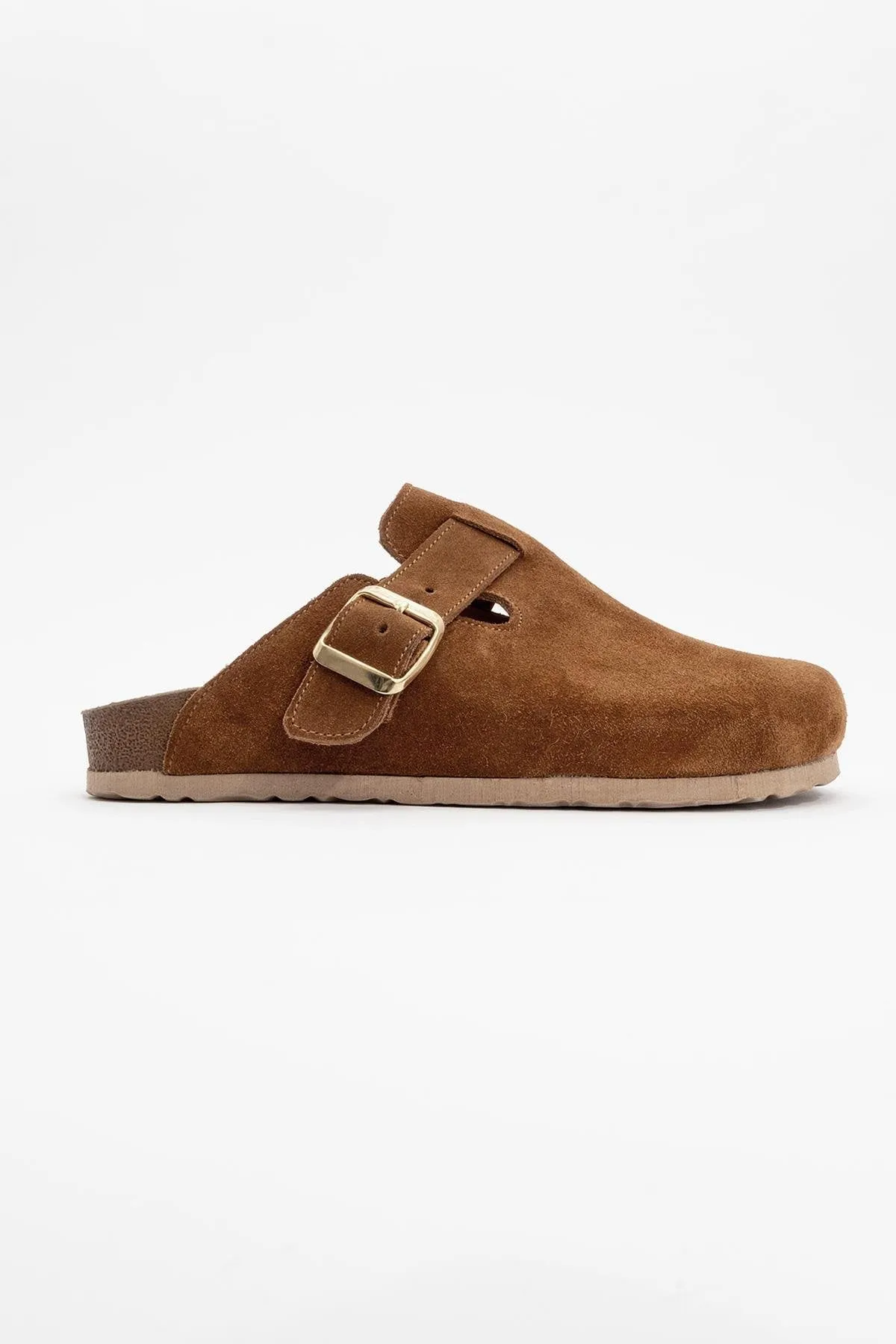 Gons - Cognac Brown Suede Leather Clogs (Women)