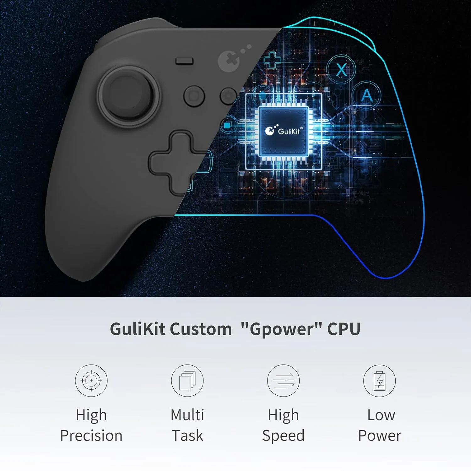 GuliKit KK3 MAX Controller (No Drift) for Switch/PC/Android/MacOS/IOS with 4 Back Buttons, Hall Joysticks and Triggers, Maglev/Rotor/HD Vibration,1000Hz Polling Rate, RGB lights