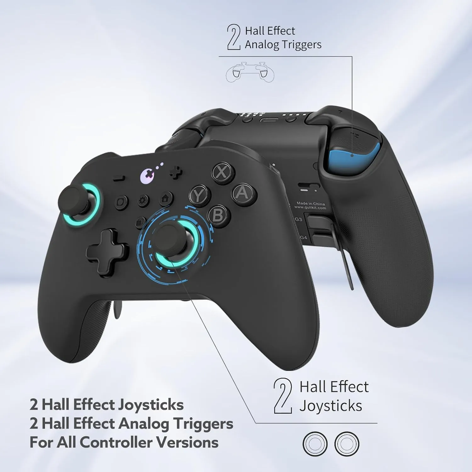 GuliKit KK3 MAX Controller (No Drift) for Switch/PC/Android/MacOS/IOS with 4 Back Buttons, Hall Joysticks and Triggers, Maglev/Rotor/HD Vibration,1000Hz Polling Rate, RGB lights