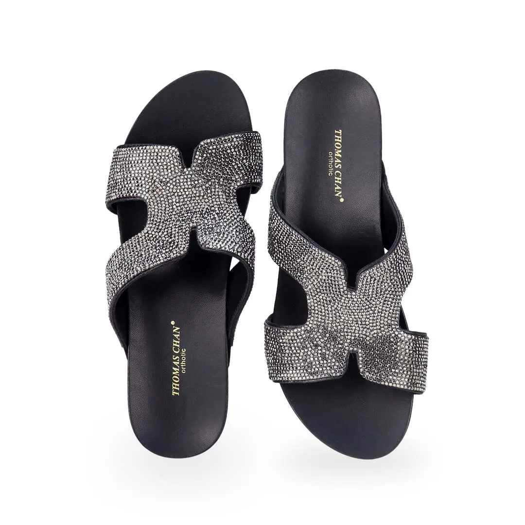 H-strap Glamour Stone Low Wedges 2" inch [Arch-legance Series]