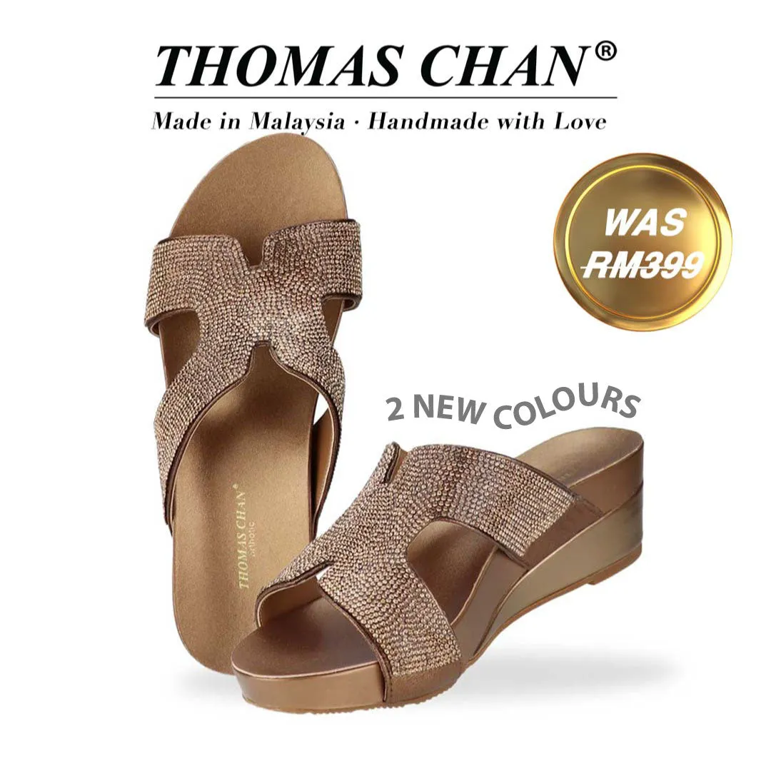 H-strap Glamour Stone Low Wedges 2" inch [Arch-legance Series]