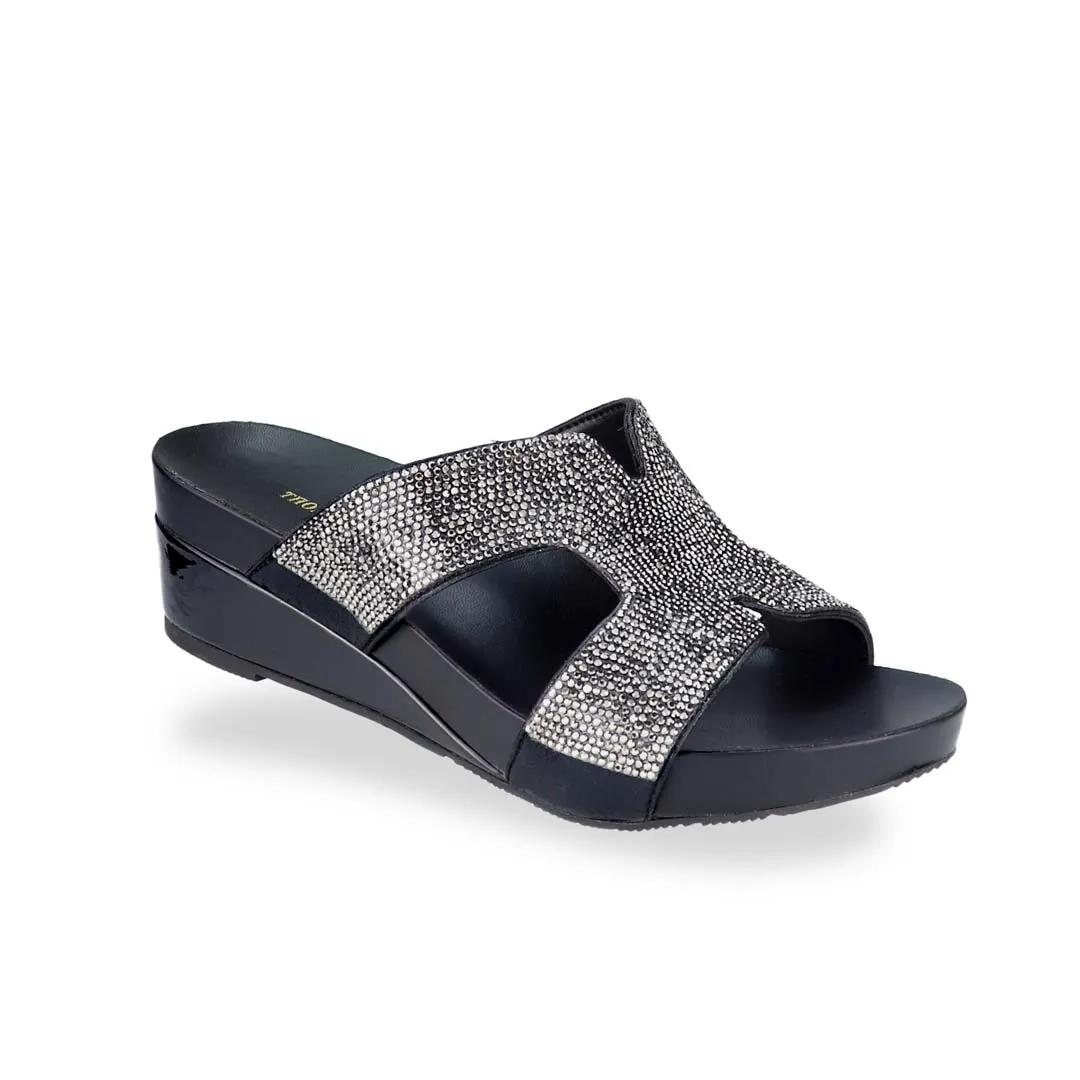 H-strap Glamour Stone Low Wedges 2" inch [Arch-legance Series]
