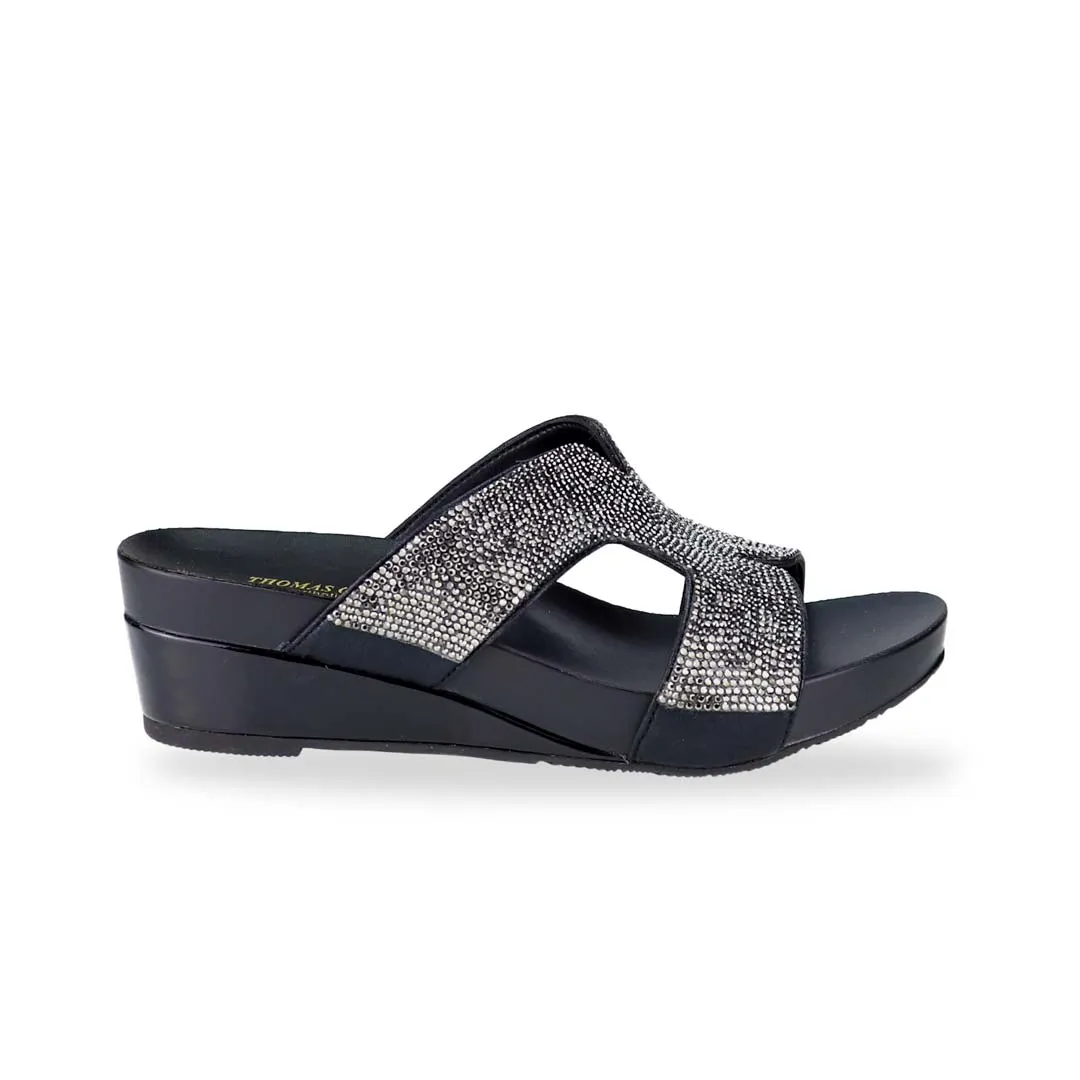 H-strap Glamour Stone Low Wedges 2" inch [Arch-legance Series]