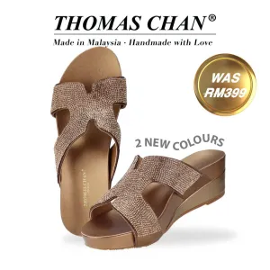 H-strap Glamour Stone Low Wedges 2" inch [Arch-legance Series]