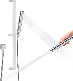 Handheld Shower Head with Slide Bar Combo, 27.5-Inch Adjustable Height Slide Bar, High Perssure Handheld Shower Head with 6.6ft Extra Long Hose, Brass Wall Supply Elbow, Chrome