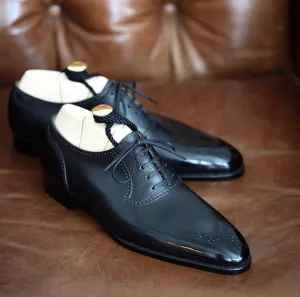 Handmade Black Formal Leather Oxford Shoes for Men