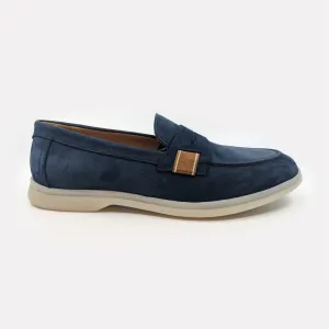 Handmade in Italy Taglia Soft Nubuck Penny Loafer / Blue