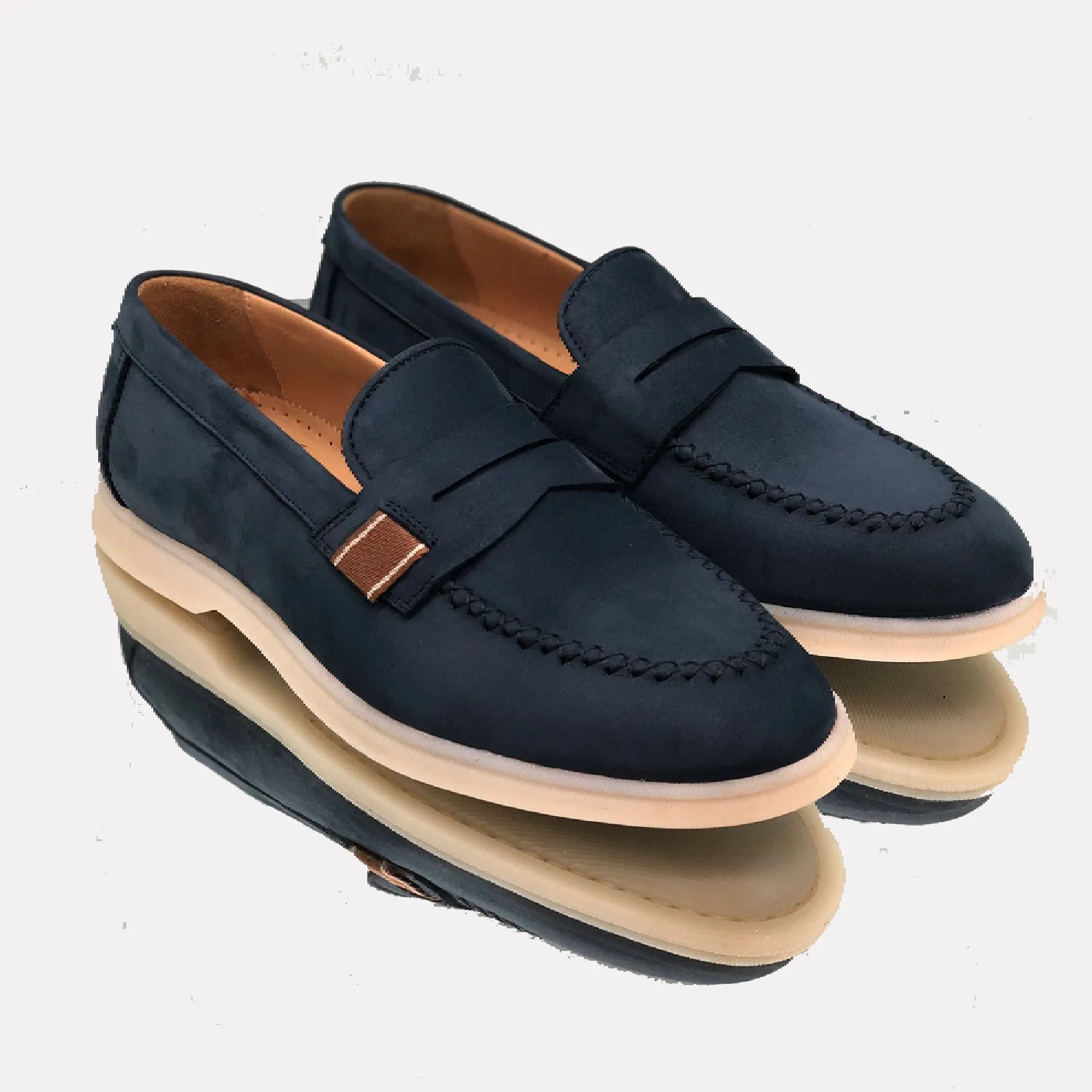Handmade in Italy Taglia Soft Nubuck Penny Loafer / Blue