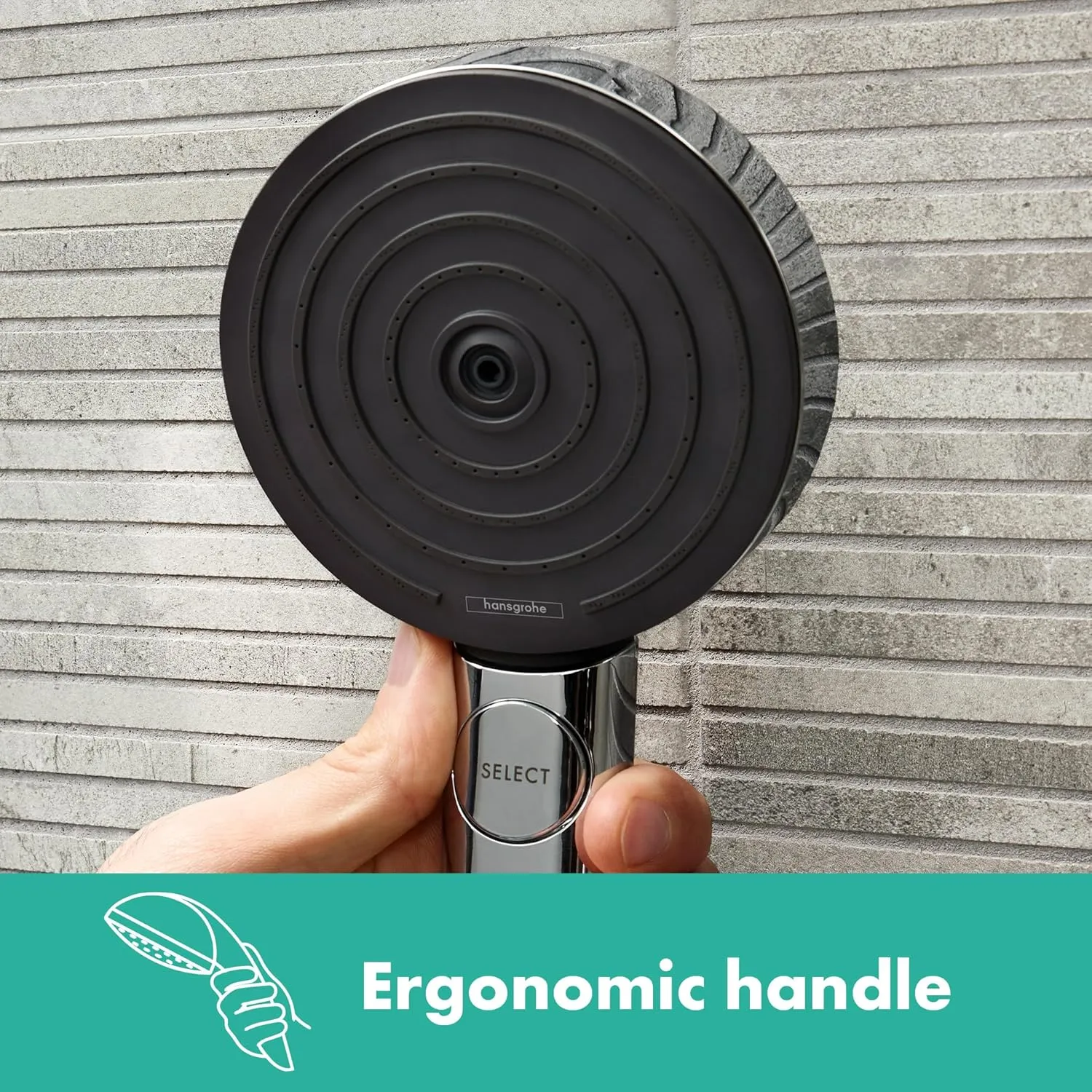 hansgrohe Pulsify S 12-inch 1-Spray Handshower with Slide Bar and Hose PowderRain, IntenseRain, Pulsating Massage in Matte Black, 24161671