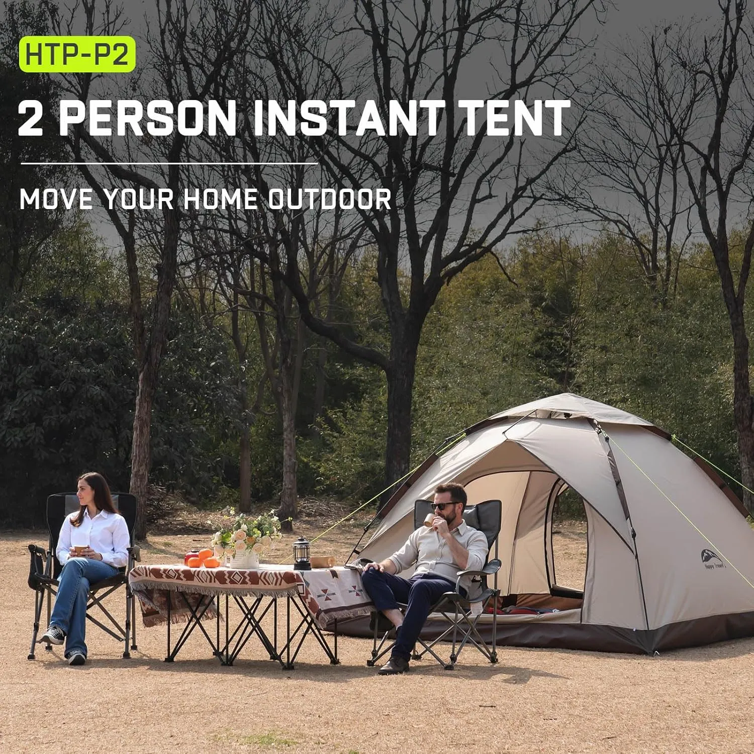 Happy Travel 1/2/3/4 Person Camping Tent, Instant Easy Pop Up Tents for Camping,Automatic Waterproof Family Camping Tent, Easy Set Up Tent,Portable Windproof Dome Tent for Camping Hiking & Traveling