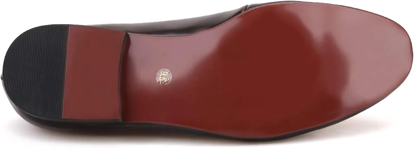 HI&HANN Men's Velvet and Nubuck Leather Stitching with Bowtie Flats Shoes Slip-on Loafer Smoking Slipper