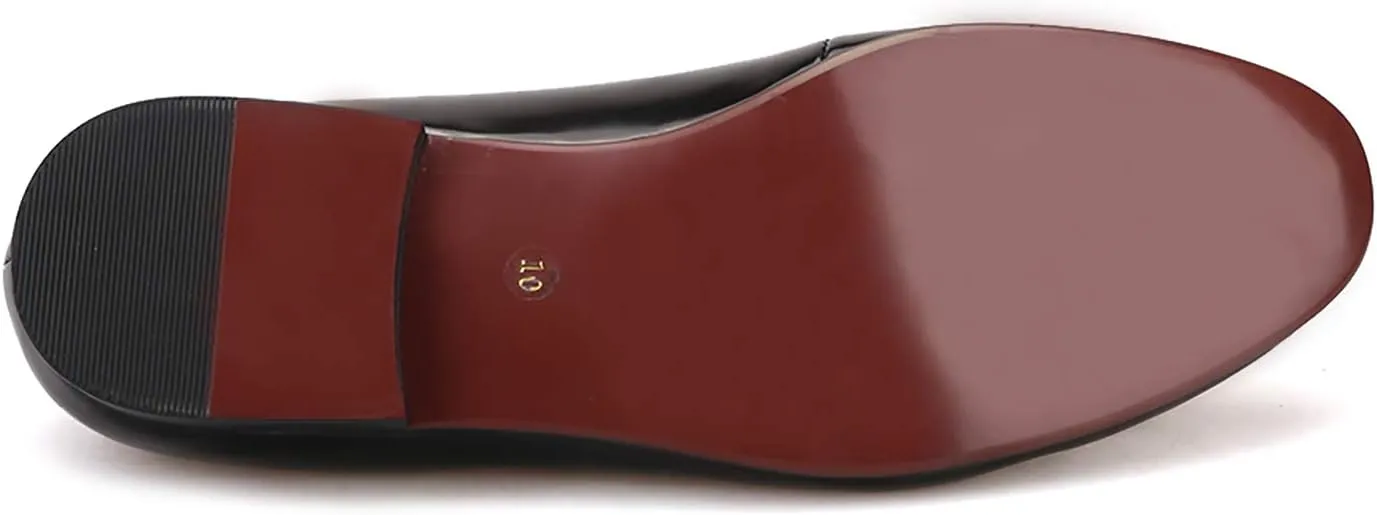 HI&HANN Men's Velvet and Nubuck Leather Stitching with Bowtie Flats Shoes Slip-on Loafer Smoking Slipper